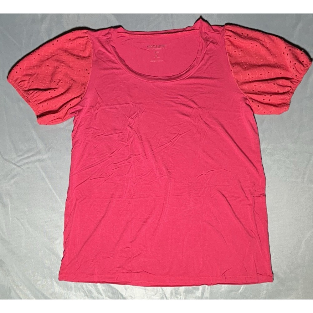 Pink Supersoft by Torrid Eyelet Short Sleeve Size 0